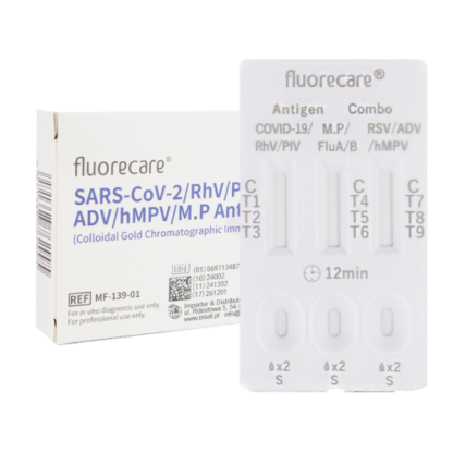 Test Fluorecare COMBO 9w1 SARS-CoV-2 Grypa A+B RSV Adenowirus hMPV Rinowirus PIV Mycoplasma pneumoniae