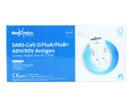 Test MEDOMICS Combo 5w1 COVID-19, grypa A/B, RSV, adenowirus do samokontroli