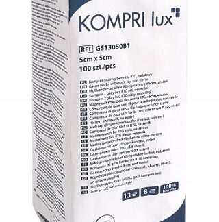 Kompresy gazowe niejałowe Kompri Lux 5 cm x 5 cm 13 nitek 8 warstw 100 szt.