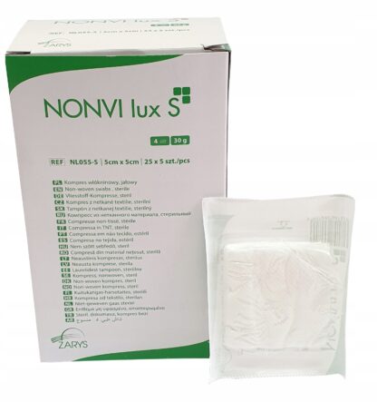 Kompresy włókninowe jałowe 7,5 cm x 7,5 cm NONVI lux S Zarys 125 szt.