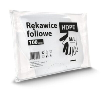 Rękawiczki, rękawice foliowe HDPE M/L mocne - 100 szt.